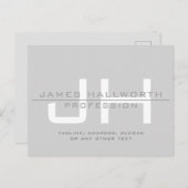 モダンモノグラムのイニシャル(または他の文字)グレー ポストカード (正面/裏面)