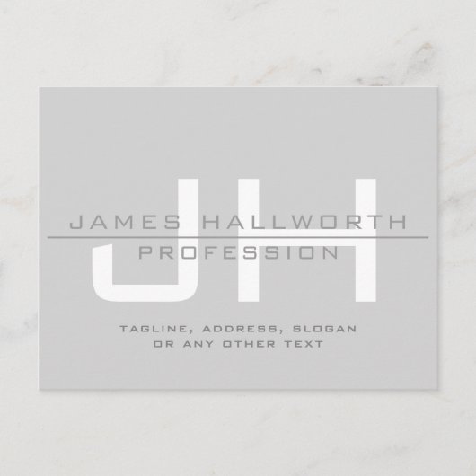 モダンモノグラムのイニシャル(または他の文字)グレー ポストカード (正面)