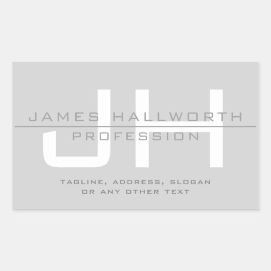 モダンモノグラムのイニシャル(または他の文字)グレー 長方形シール (正面)