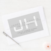 モダンモノグラムのイニシャル(または他の文字)グレー 長方形シール (封筒)