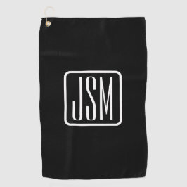 モダンモノグラムのイニシャル | ブラック&ホワイト ゴルフタオル