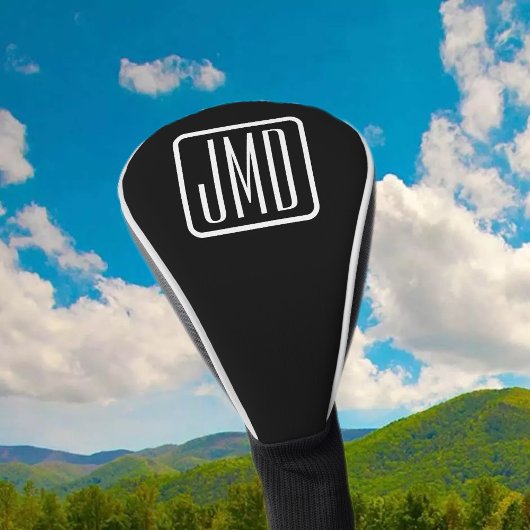 モダンモノグラムのイニシャル | ブラック&ホワイト ゴルフヘッドカバー