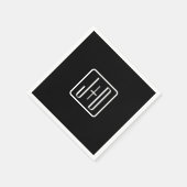 モダンモノグラムのイニシャル | ブラック&ホワイト スタンダードカクテルナプキン (角)