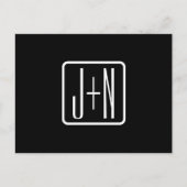 モダンモノグラムのイニシャル | ブラック&ホワイト ポストカード (正面)