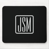 モダンモノグラムのイニシャル | ブラック&ホワイト マウスパッド (正面)