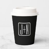モダンモノグラムのイニシャル | ブラック&ホワイト 紙コップ (裏面)