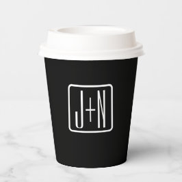 モダンモノグラムのイニシャル | ブラック&ホワイト 紙コップ