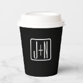 モダンモノグラムのイニシャル | ブラック&ホワイト 紙コップ (正面)