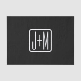 モダンモノグラムのイニシャル | ブラック&ホワイト 薄葉紙