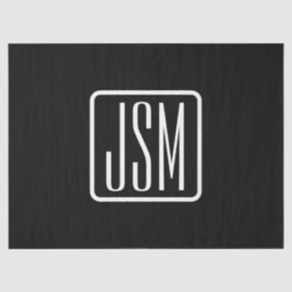 モダンモノグラムのイニシャル | ブラック&ホワイト 薄葉紙