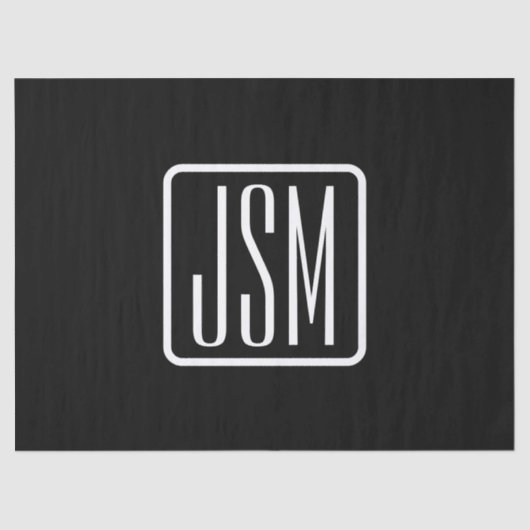 モダンモノグラムのイニシャル | ブラック&ホワイト 薄葉紙 (正面)