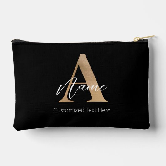 モダンモノグラムのイニシャルA名パーソナライズされた アクセサリーポーチ (裏面)