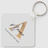 モダンモノグラムのイニシャルA名パーソナライズされた キーホルダー (裏面)