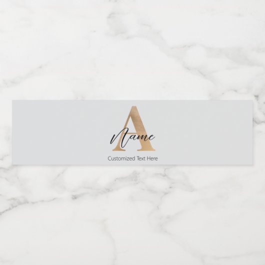 モダンモノグラムのイニシャルA名パーソナライズされた ペットボトルラベル (シングルラベル)