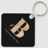 モダンモノグラムのイニシャルB名パーソナライズされた キーホルダー (裏面)