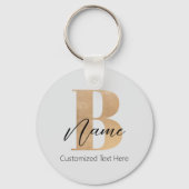 モダンモノグラムのイニシャルB名パーソナライズされた キーホルダー (裏面)