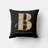 モダンモノグラムのイニシャルB名パーソナライズされた クッション (裏面)