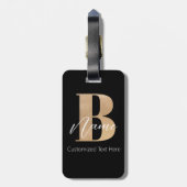 モダンモノグラムのイニシャルB名パーソナライズされた ラゲッジタグ (裏面縦)