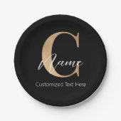 モダンモノグラムのイニシャルCおよび名前パーソナライズされた ペーパープレート (正面)