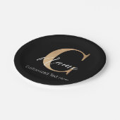 モダンモノグラムのイニシャルCおよび名前パーソナライズされた ペーパープレート (アングル)