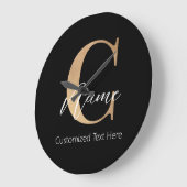 モダンモノグラムのイニシャルCおよび名前パーソナライズされた ラージ壁時計 (傾斜)