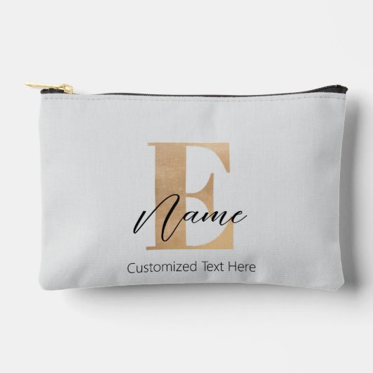 モダンモノグラムのイニシャルE名パーソナライズされた アクセサリーポーチ (正面)