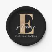 モダンモノグラムのイニシャルE名パーソナライズされた ペーパープレート (正面)