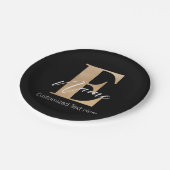 モダンモノグラムのイニシャルE名パーソナライズされた ペーパープレート (アングル)