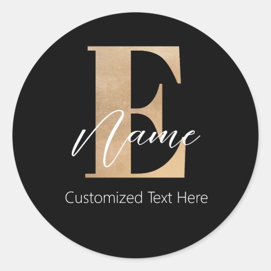 モダンモノグラムのイニシャルE名パーソナライズされた ラウンドシール (正面)