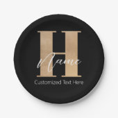 モダンモノグラムのイニシャルH名パーソナライズされた ペーパープレート (正面)