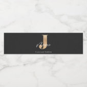 モダンモノグラムのイニシャルJ名パーソナライズされた ペットボトルラベル (シングルラベル)