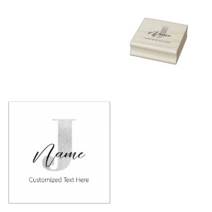 モダンモノグラムのイニシャルJ名パーソナライズされた ラバースタンプ