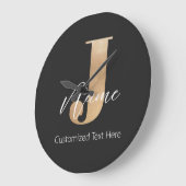 モダンモノグラムのイニシャルJ名パーソナライズされた ラージ壁時計 (傾斜)