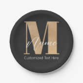 モダンモノグラムのイニシャルM名パーソナライズされた ペーパープレート (正面)