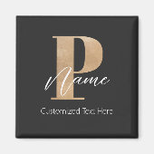 モダンモノグラムのイニシャルP&Name個人 マグネット (正面)