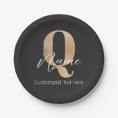 モダンモノグラムのイニシャルQ & Name パーソナライズされた ペーパープレート (正面)