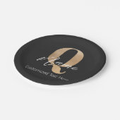 モダンモノグラムのイニシャルQ & Name パーソナライズされた ペーパープレート (アングル)