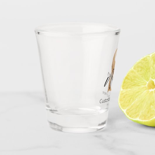 モダンモノグラムのイニシャルSおよび名前パーソナライズされた ショットグラス (左)