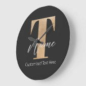 モダンモノグラムのイニシャルT名パーソナライズされた ラージ壁時計 (傾斜)