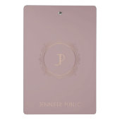 モダンモノグラムのエレガントプロフェッショナルテンプレート ミニクリップボード (裏面)