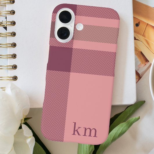 モダンモノグラムのシックガーリーピンク Case-Mate iPhoneケース