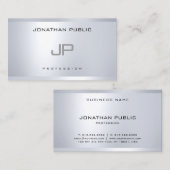 モダンモノグラムのシルバールッエレガントクシンプル 名刺 (正面/裏面)