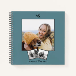 モダンモノグラムのターコイズ青3 – 写真 ノートブック
