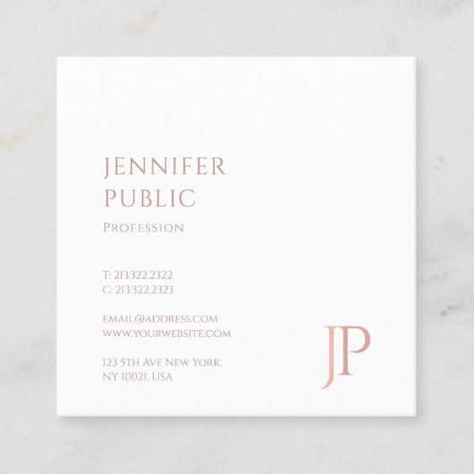 モダンモノグラムのテンプレートトレンディー スクエア名刺 (正面)