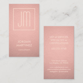 モダンモノグラムのバラフェイク金ゴールド箔 名刺