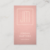 モダンモノグラムのバラフェイク金ゴールド箔 名刺 (正面)