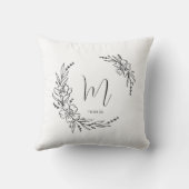 モダンモノグラムのフローラリース クッション (裏面)