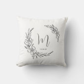 モダンモノグラムのフローラリース クッション (正面)