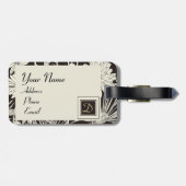 モダンモノグラムのフローラ荷物タグテンプレート ラゲッジタグ (裏面横)