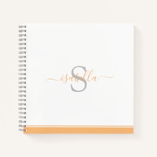 モダンモノグラムの桃 ノートブック (正面)